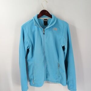 The North Face 100 Glacier Fleece Zipped Pockets Full-Zip Jacket Sky Blue Size L